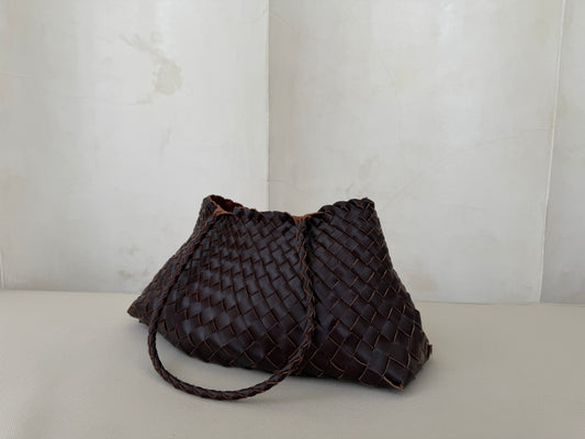 Brown Woven Leather Handbag