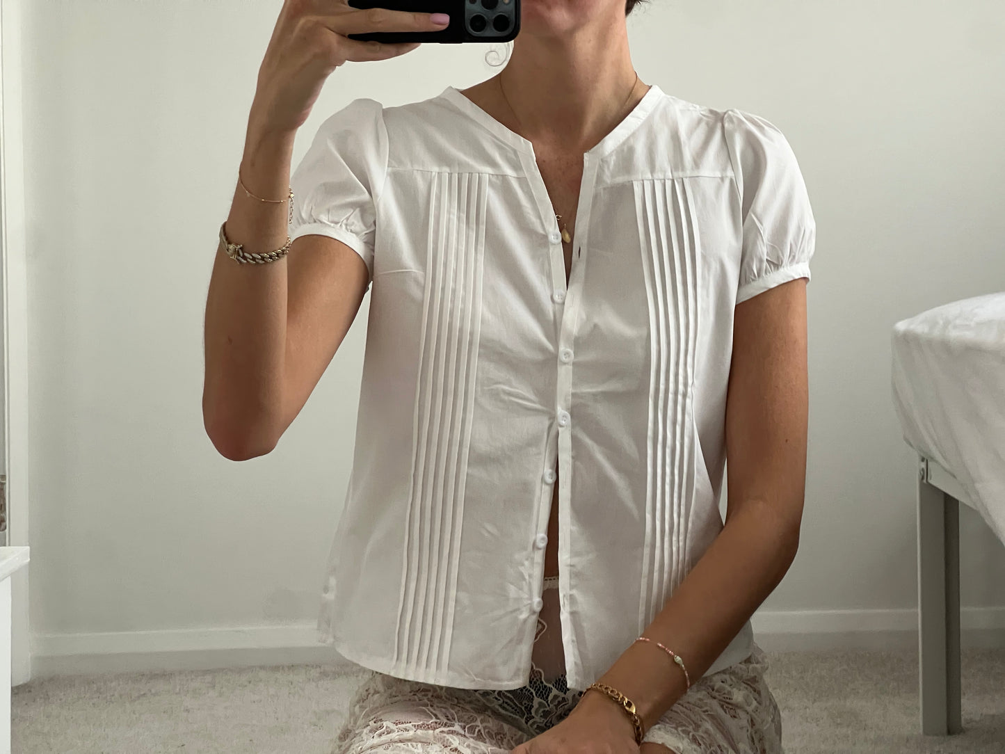 White Pleated Shirt
