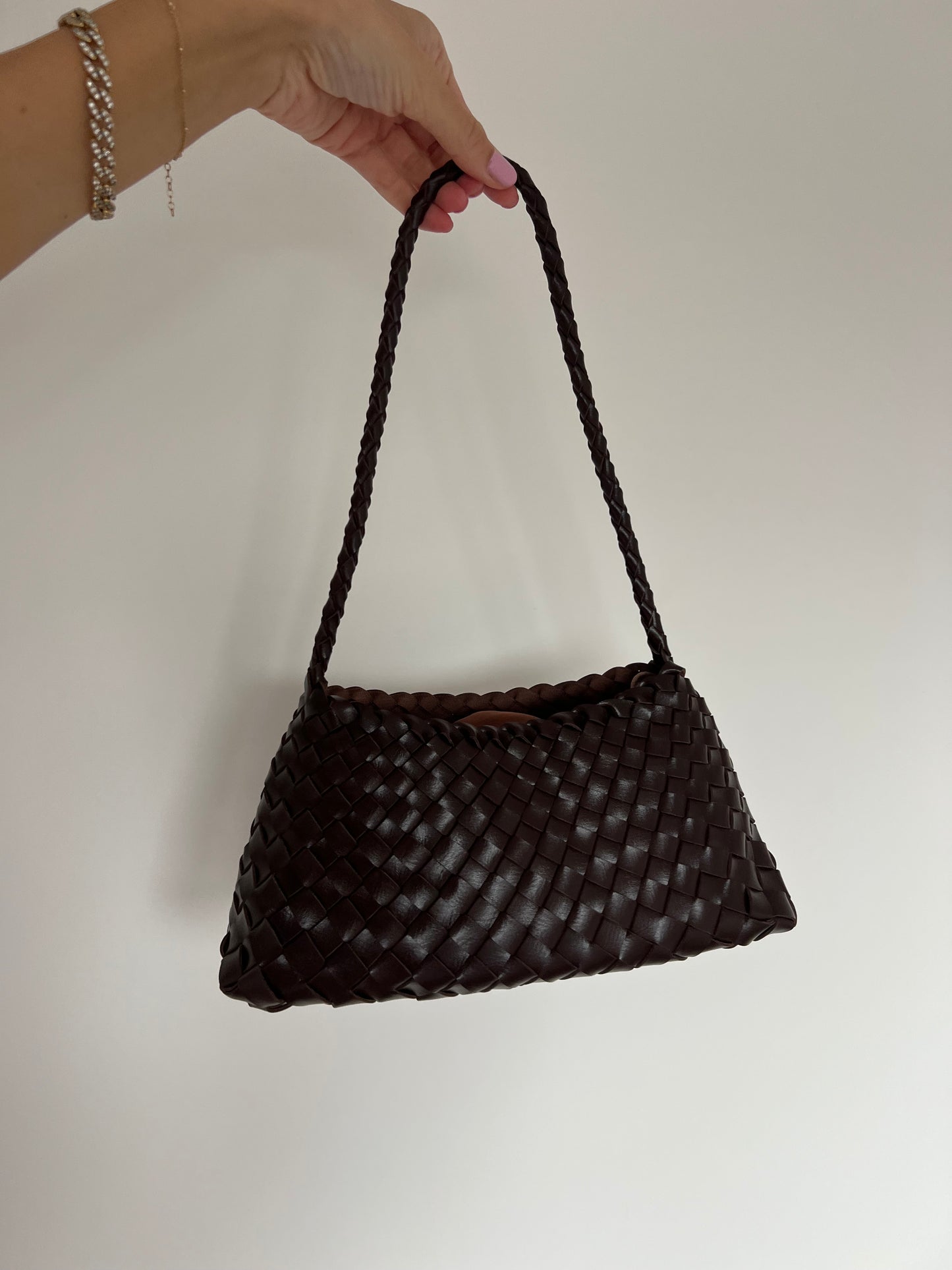 Brown Woven Handbag