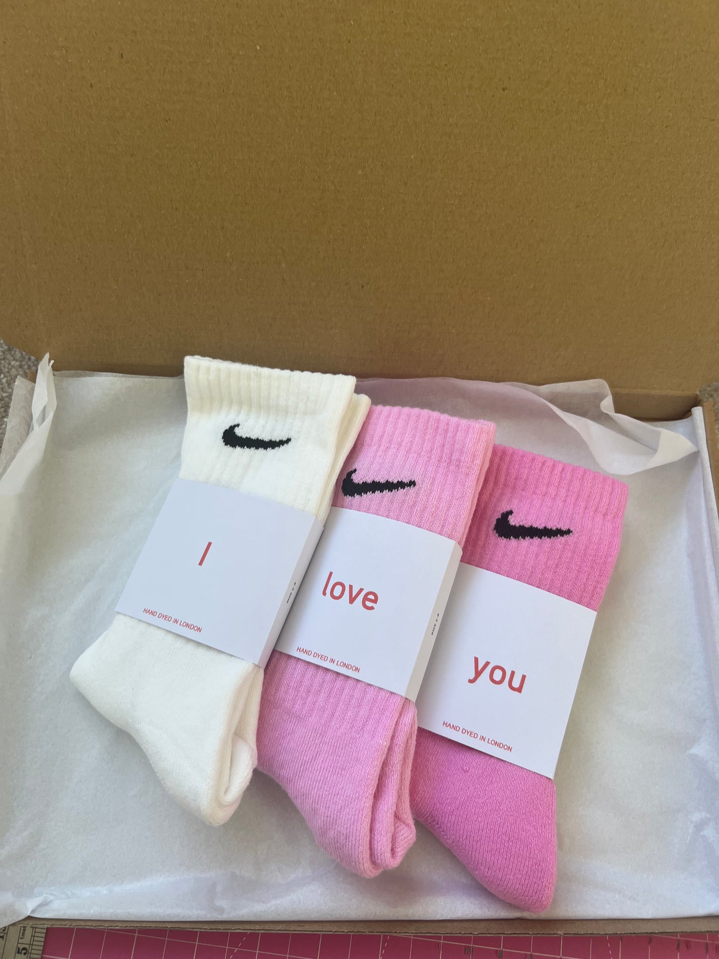 Valentine’s Day gift set. 3 pairs Nike crew socks 3 colours valentines gift set
