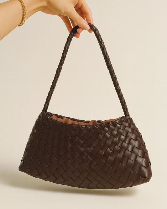 Brown Woven Handbag